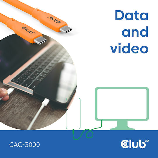 Club3D USB 2.0 Cable USB-C male - USB-C 240W PD Πορτοκαλί 2m