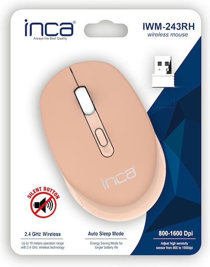 Inca IWM-243RH Ασύρματο Ποντίκι Pink / Beige