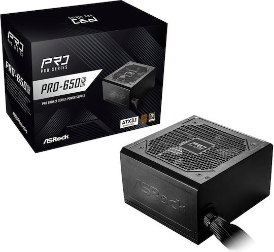 ASRock PRO-650B 650W Black Computer Power Supply Full Wired 80 Plus Bronze
