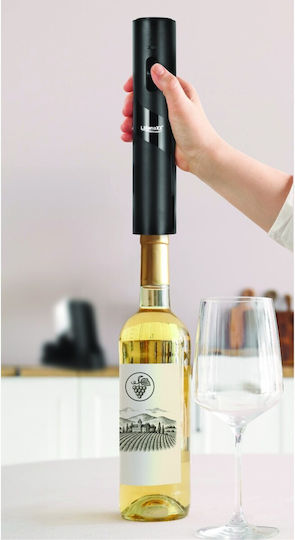 Lifenaxx Lx-064 Electric Wine Corkscrew 2 In 1 25W 300mAh Rechargeable Base Storage Foil Cutter Accessory Aerator 2 X Vacuum Pump Stoppers One-Touch Ideal Opening Pouring Aerating Preserving Wine Black