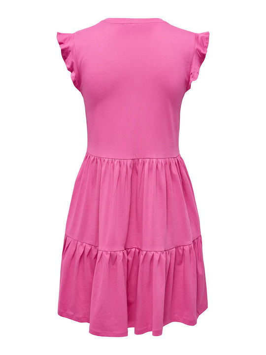 May Summer Mini Dress with Ruffle Shocking Pink