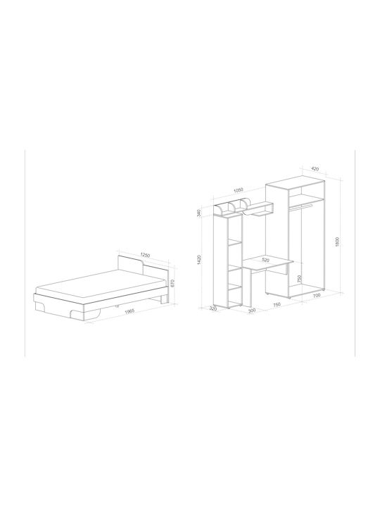 Set de Dormitor pentru Copii 6buc