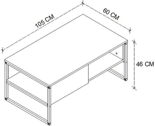 Rechteckiger Zentral Kaffeetisch Lawrence Holz Braun M105xL60xH46cm GP041-0048 1