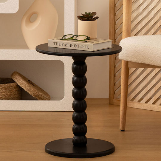 Round Side Coffee Table Chamlo Wooden Black W38xL38xH46.5cm