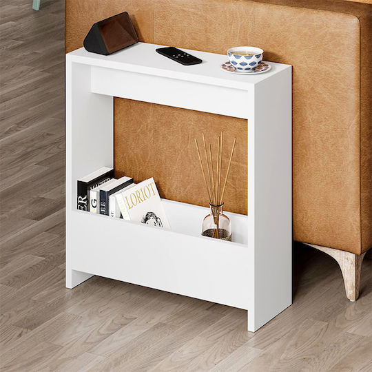 Rectangular Side Coffee Table Simpi Wooden White W55xL20xH60cm