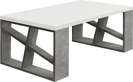 Rectangular Central Coffee Table Honey Wooden Gray Retro White M105xW60xH40cm