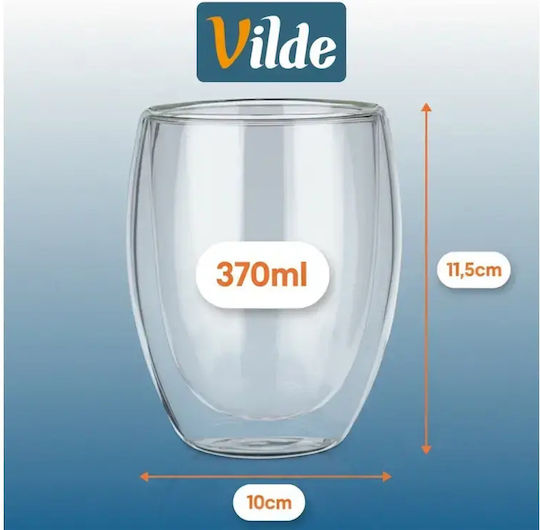 Vilde Set of Cups Cappuccino Glass Transparent 370ml 2pcs
