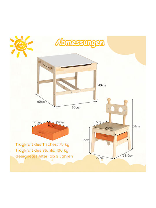 Kids Table and Chairs Set for Painting made of Wood White Costway