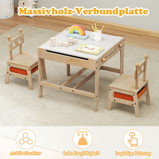 Kids Table and Chairs Set for Painting made of Wood White Costway