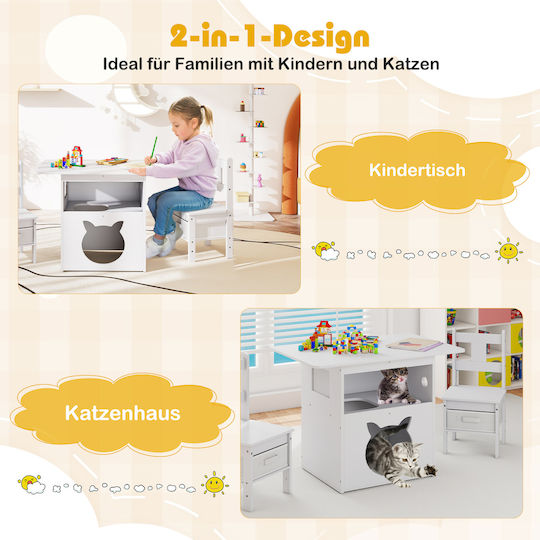Kids Table and Chairs Set for Painting White Costway