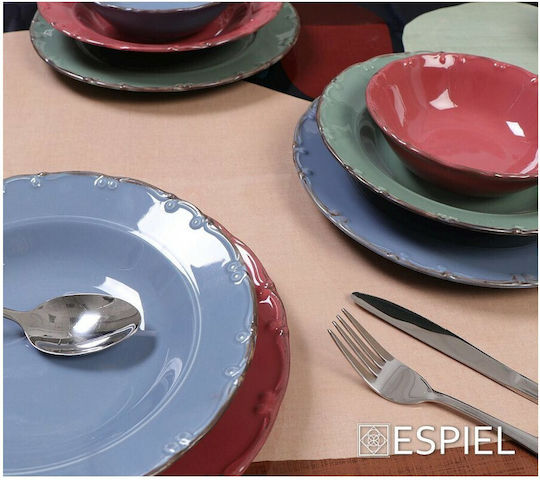 Espiel Liana Serving Bowl Round made of Porcelain Red with Diameter 16cm 6pcs