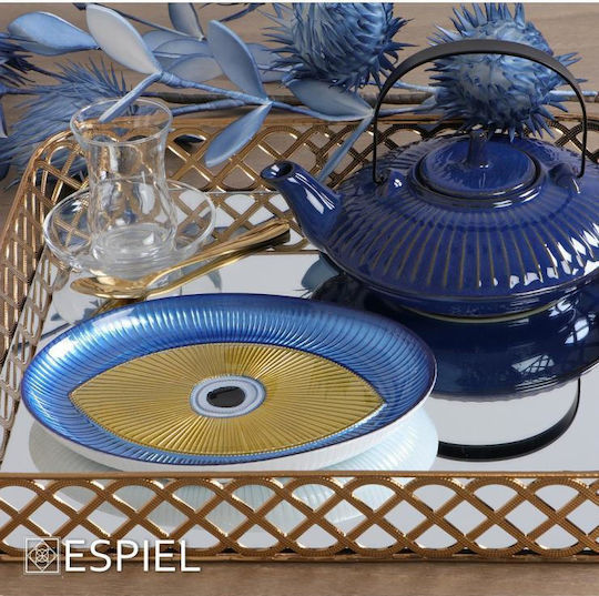 Espiel Metallic Round Decorative Tray with Mirror 36x36x5.5cm