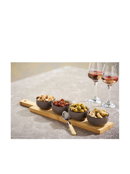 Espiel Porcelain Dessert Divided Serving Tray with 4 Slots Gray 10x10cm 4pcs