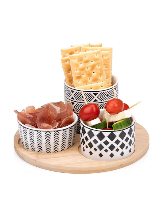 Atmosphera Porcelain Dessert Divided Serving Tray with 3 Slots Multicolour Ø20cmxY8.5cm 20x20x8.5cm 3pcs 24034