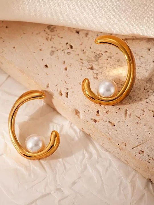 Awear Earrings made of Steel Gold Plated with Pearls Awear Earrings made of Steel Gold Plated with Pearls