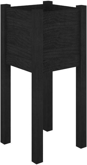 vidaXL Set of 2 Wooden Black Planters vidaXL Set of 2 Wooden Black Planters
