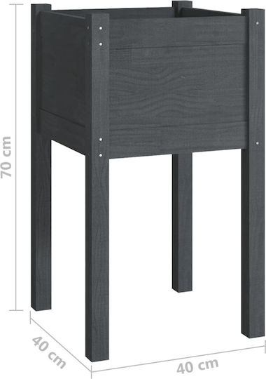 vidaXL Кутия за саксии Дърво Сив 40x40x70см.