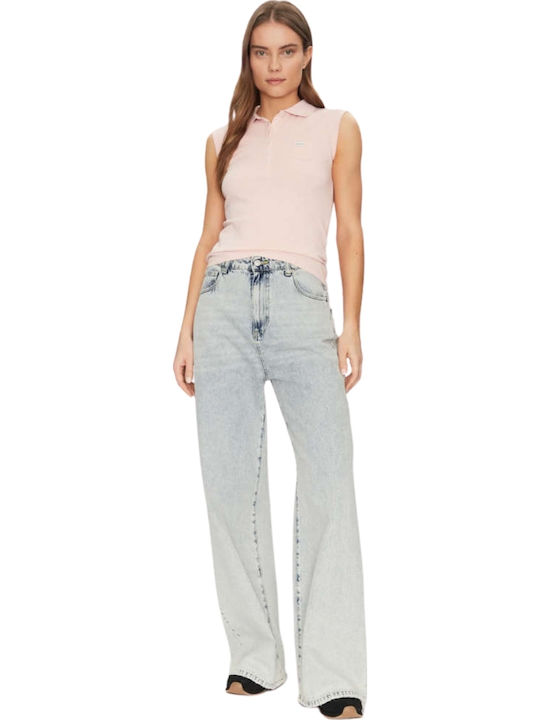 Women's Sleeveless Polo Blouse Pink