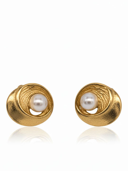 Awear Gold Plated Steel Stud Earrings with Pearls Awear Gold Plated Steel Stud Earrings with Pearls