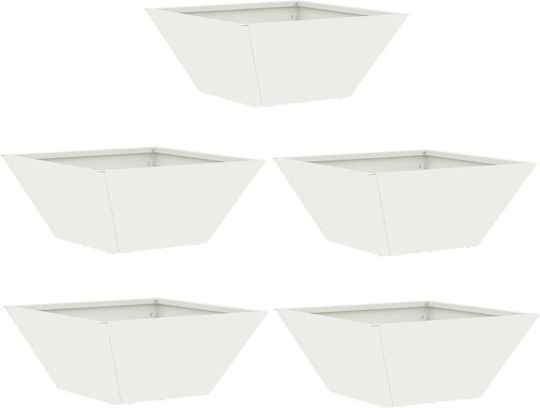 vidaXL Комплект 5 Пластмасови Бели Саксии За Цветя 35x15см