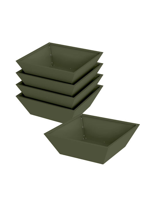 vidaXL Set 5 Metallische Grüne Pflanzgefäße 50x15cm