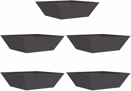 vidaXL Комплект 5 Черни Пластмасови Саксии За Цветя 50x15см