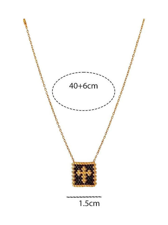 Awear Cross from Gold Plated Steel with Chain Blue