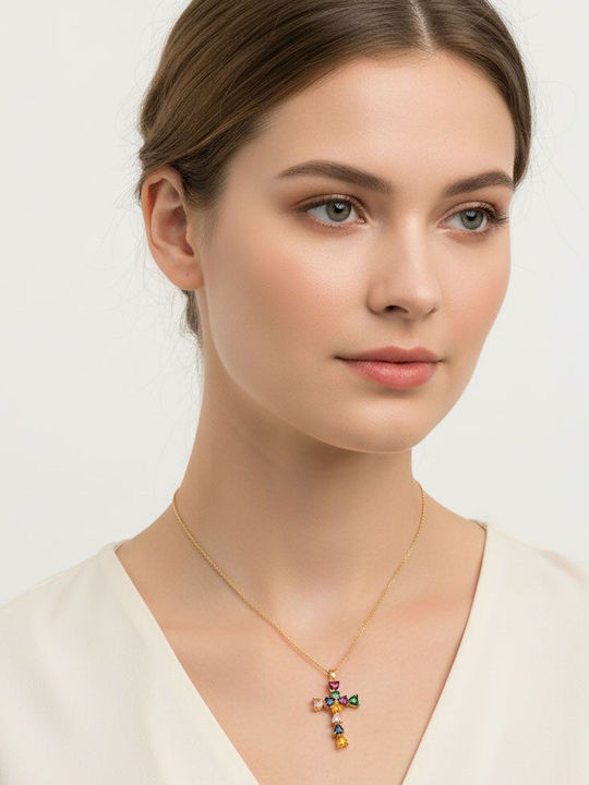 Awear Cross from Gold Plated Steel with Chain