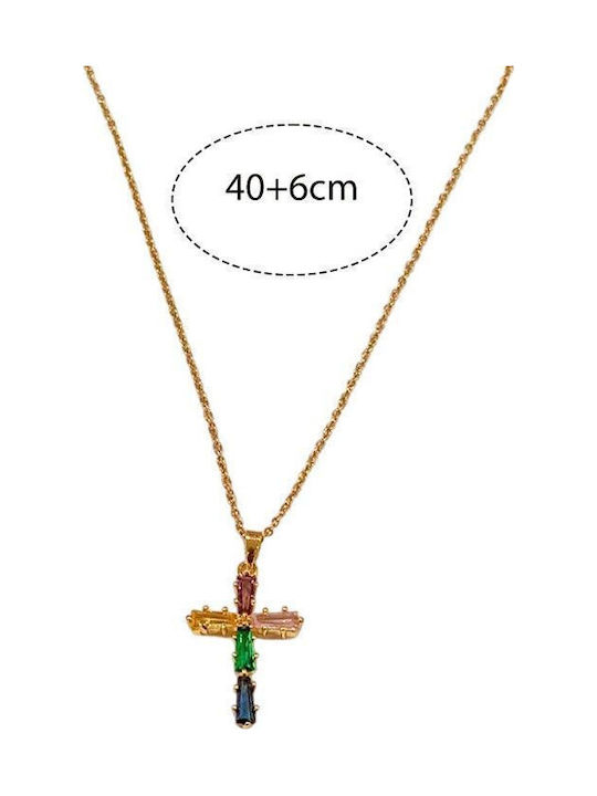 Awear Cross from Gold Plated Steel with Chain