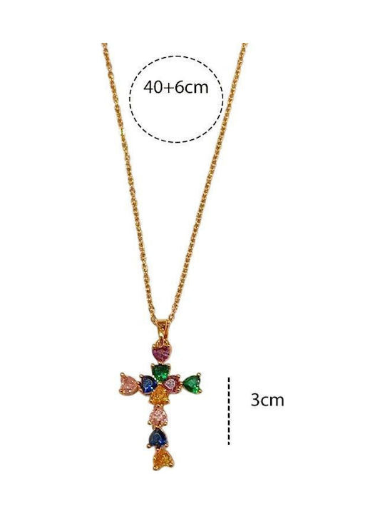 Awear Cross from Gold Plated Steel with Chain