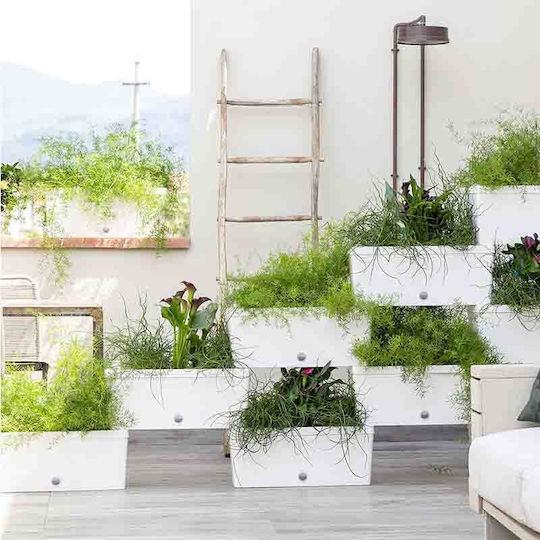 Bama Brick Set 5 Blumenkästen Kunststoff White Cream