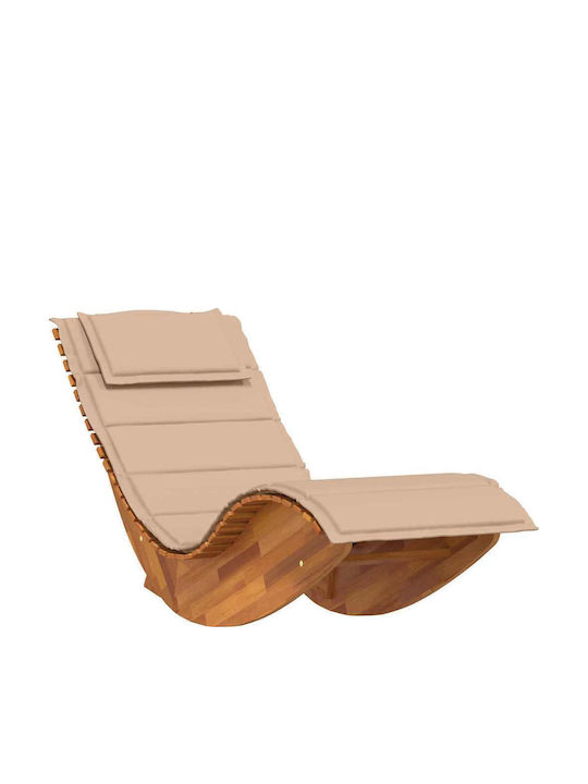 Șezlong din Lemn cu Pernă Bej 60x154x74cm