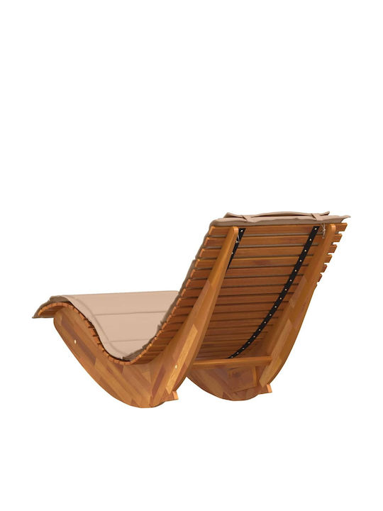 Șezlong din Lemn cu Pernă Bej 60x154x74cm
