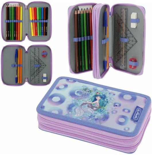 Herlitz Mermaid Pencil Case Full 19pcs with 2 Compartments Purple
