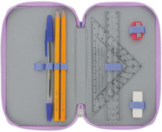 Herlitz Mermaid Pencil Case Full 19pcs with 2 Compartments Purple