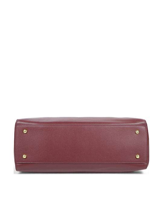 Leather Women's Bag Tote Handbag Burgundy