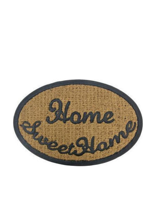 Viosarp Πατάκια Εισόδου Αντιολισθητικά Οβάλ Home Sweet Καφέ 40x60εκ. 2τμχ