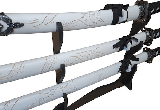 Ideallstore Set de sabie decorativă Katana Sword Set Panoply Ninja Warrior Alb Metal 83 Cm Teacă inclusă