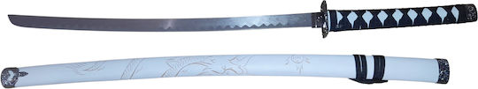 Ideallstore Set de sabie decorativă Katana Sword Set Panoply Ninja Warrior Alb Metal 83 Cm Teacă inclusă