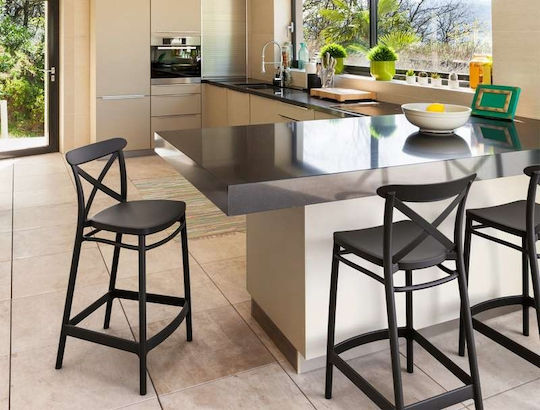 Σκαμπό Μπαρ από Πολυπροπυλένιο Cross Bar 65 Black 4τμχ 50x45x96cm Σκαμπό Μπαρ από Πολυπροπυλένιο Cross Bar 65 Black 4τμχ 50x45x96cm