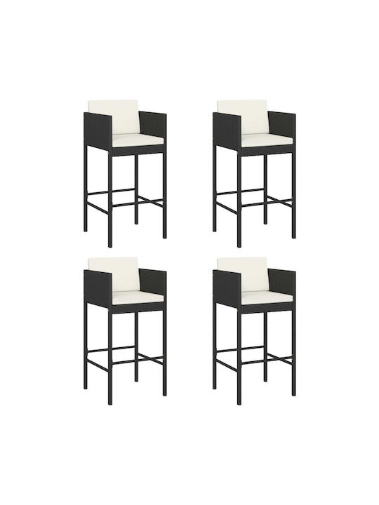 Σκαμπό Μπαρ Rattan Μαύρο 4τμχ 50x48x100cm Σκαμπό Μπαρ Rattan Μαύρο 4τμχ 50x48x100cm