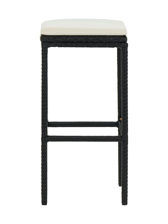 Stool for Bar Outdoor Black - White Cream 38x38x76cm