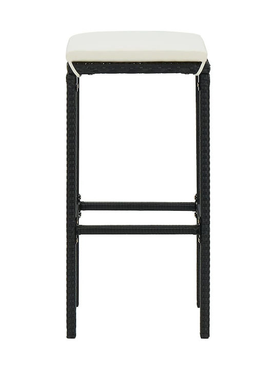 Stool for Bar Outdoor Black - White Cream 38x38x76cm