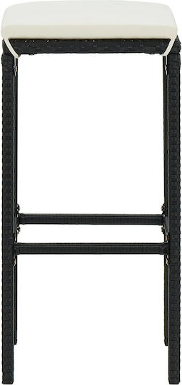 Stool for Bar Outdoor Black - White Cream 38x38x76cm