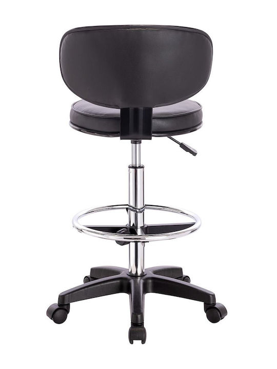 BF406 Office & Desk Stool with Backrest Round Black 2 Pieces 50x50x90cm