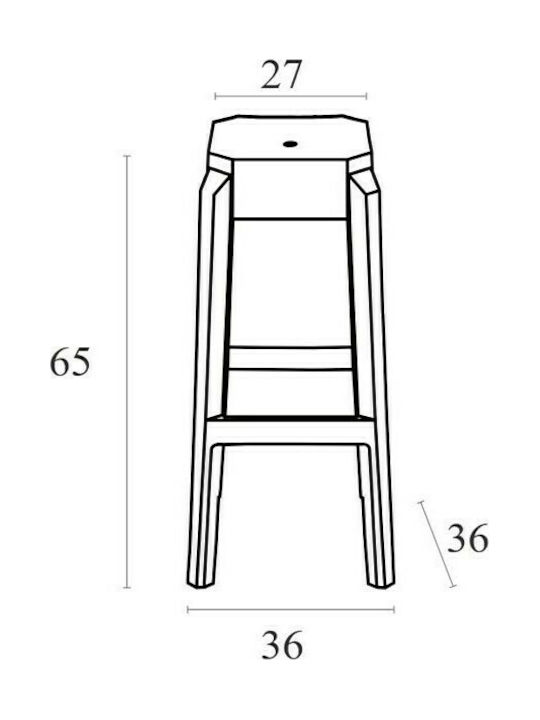 Stool for Bar Outdoor Fox 65 Clear 36x36x65cm