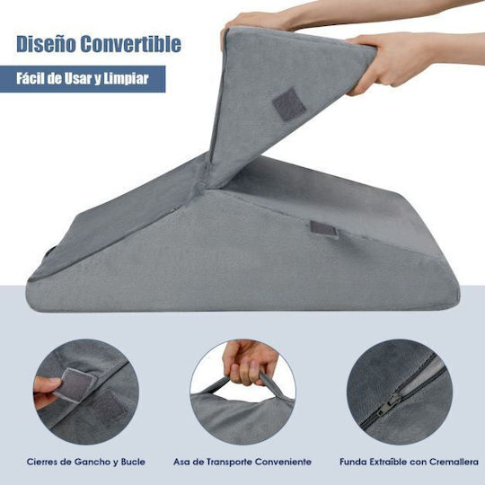 Costway Wedge Pillow with Memory Foam 58x50.5x36cm Gray HU10733GR
