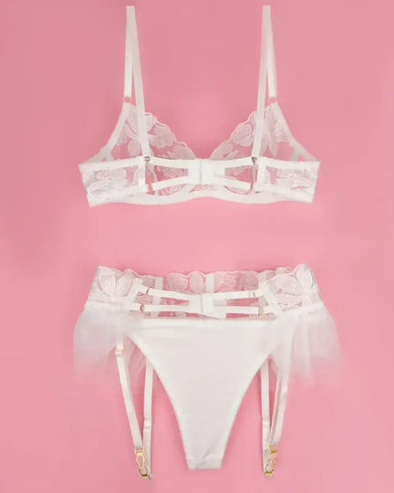 Underwire Lingerie Set White Size XL