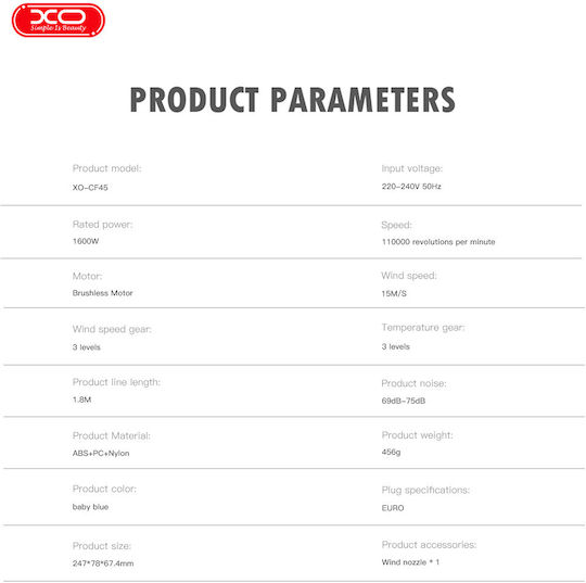XO Professional Hair Dryer 1600W