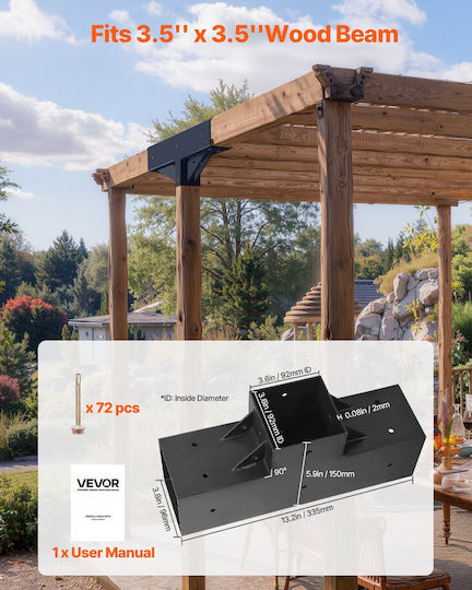 Vevor für Gartenpergola aus Stahl 3.5x3.5cm 4Stück